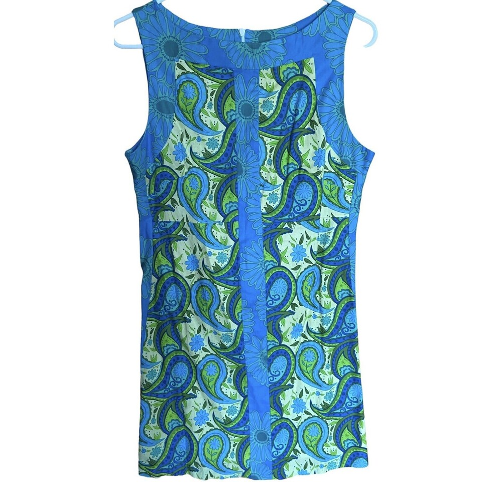 Love Life Dress Womens 8 Sleeveless Lined Blue Felice Pappas Sheath Paisley